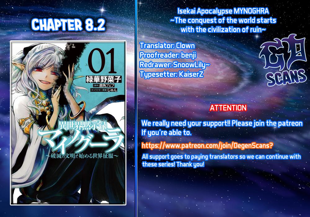 Isekai Mokushiroku Mynoghra: Hametsu no Bunmei de Hajimeru Sekai Seifuku Chap 8.2 - Next Chap 9.2